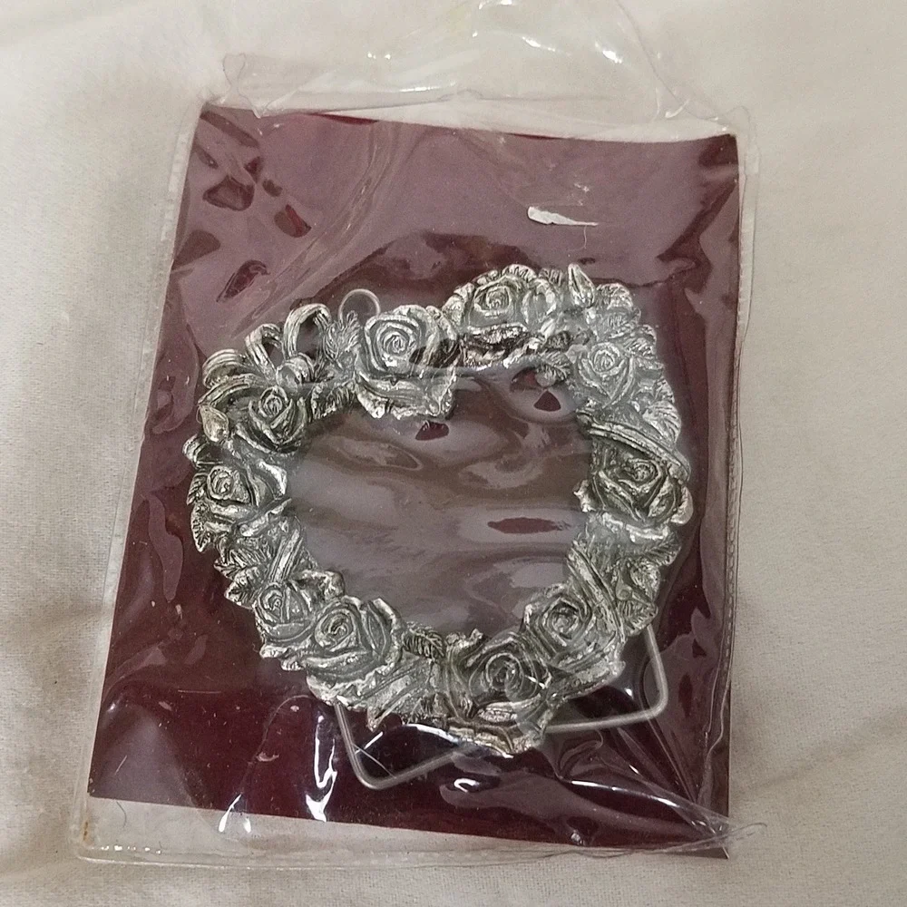 Vintage Arthur Court Mini Rose Heart Frame Small Silver New 30-238 Floral